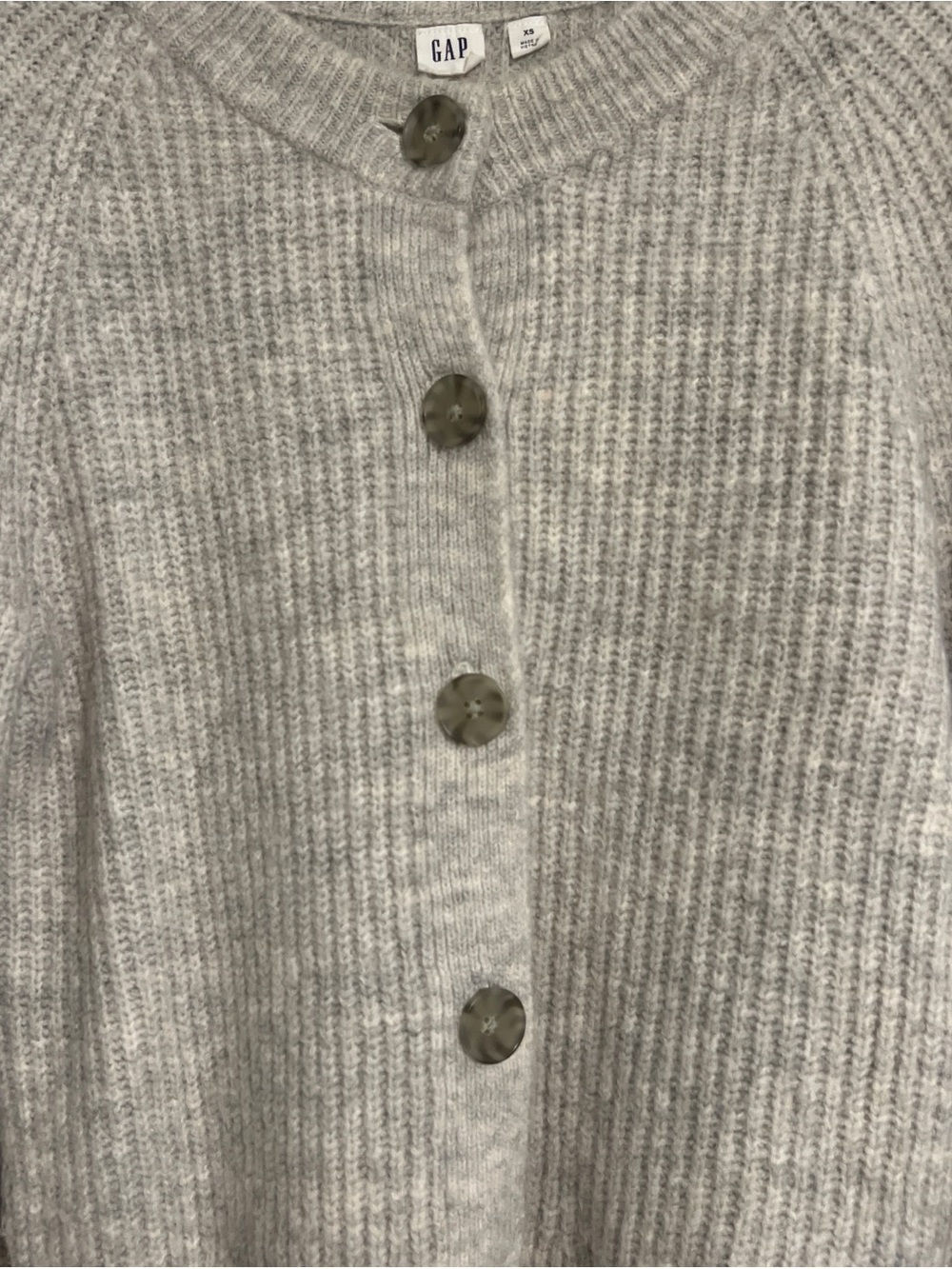 GAP Light Gray Ribbed Button Cardigan - Picture 5 of 5